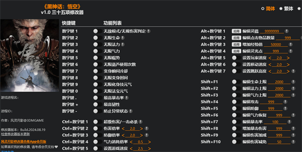 黑神话悟空全功能修改器